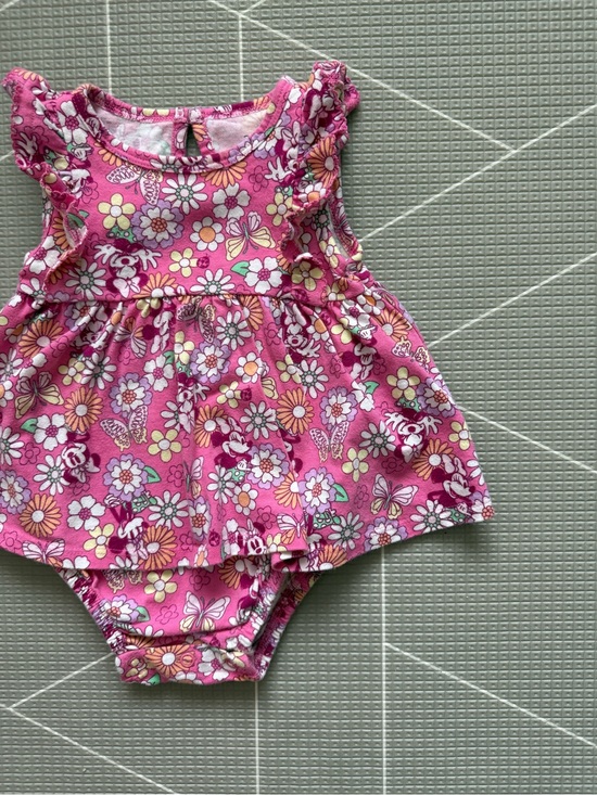 Disney Other - Disney Jumping Beans|Pink Minnie Mouse Floral sleeveless onesie dress,boho 12M•